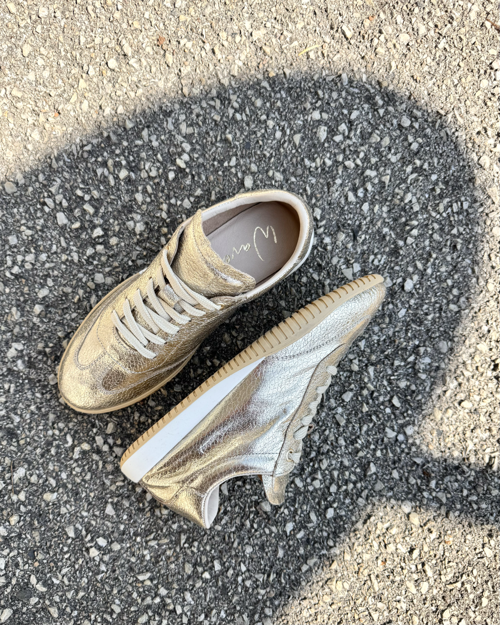 Sneakers "flat" pelle platino