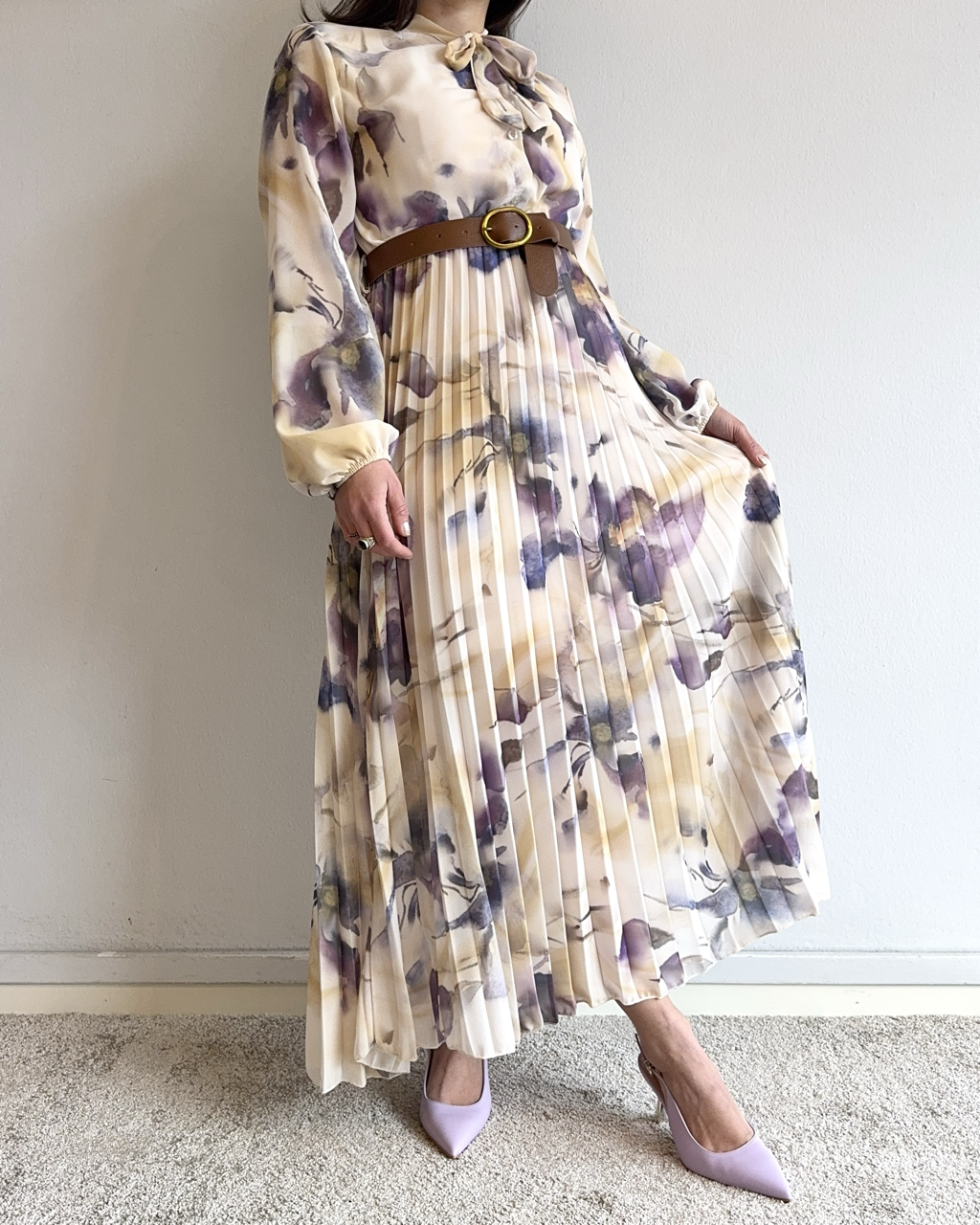 Décolleté slingback in pelle lilla - immagine 3