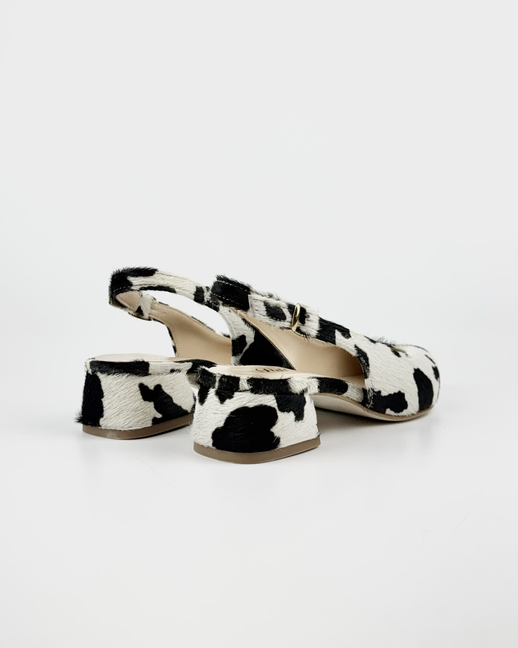 Slingback in pelle animalier cow tacco 4 - immagine 2